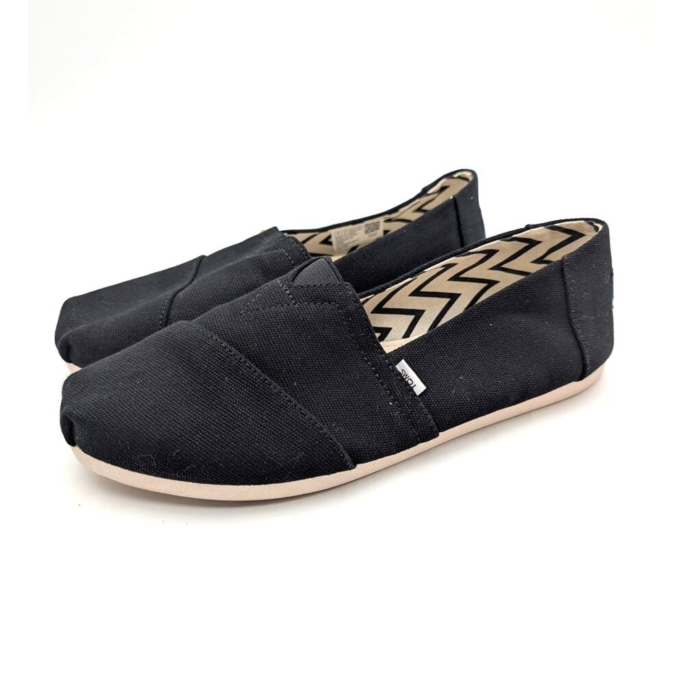 TOMS Alpargata Classic Slip-On Flat Shoes Women's Black Size US8 EU38.5